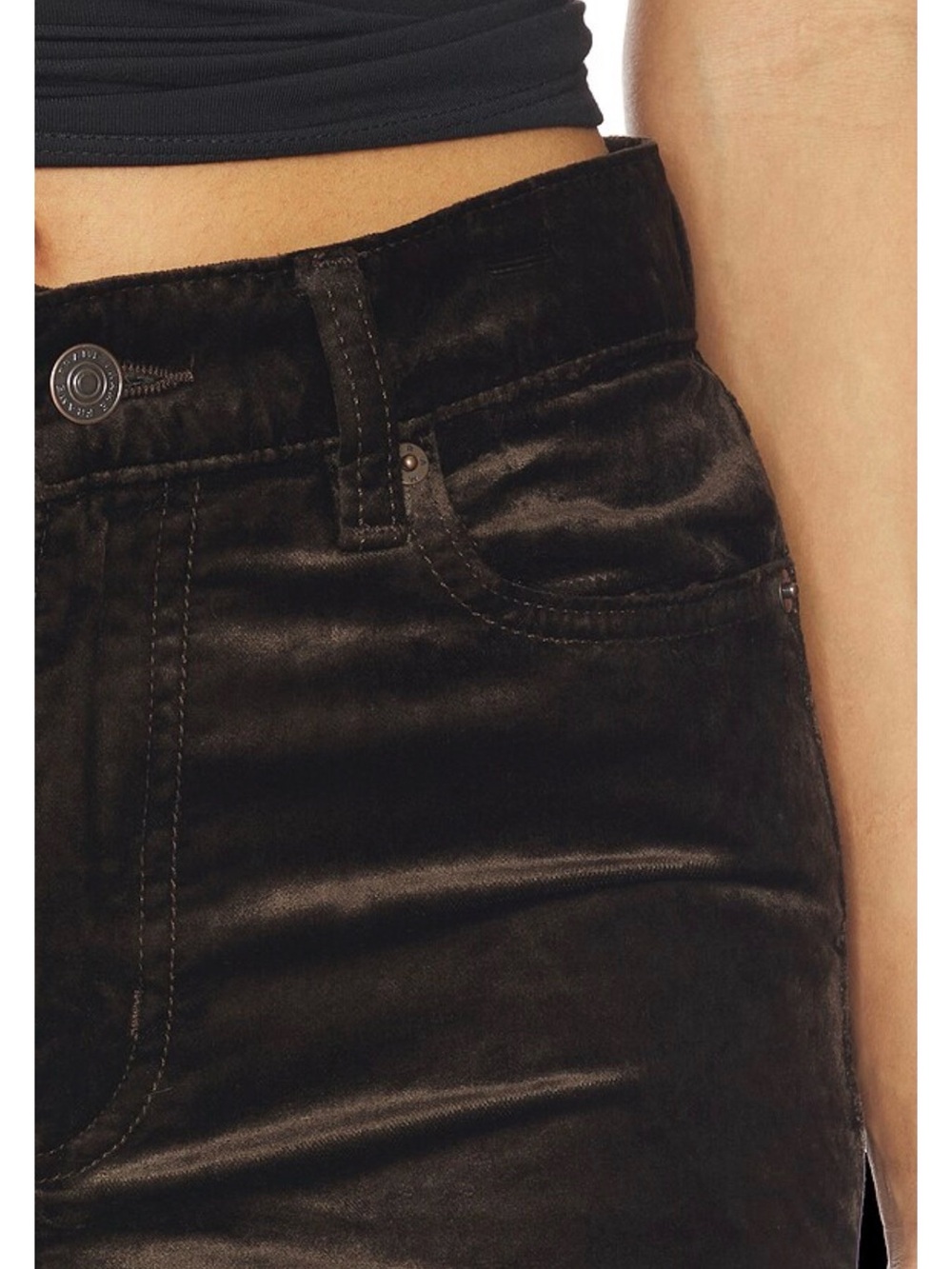 Frame Le Slim Palazzo Pant in Dark Clove Velvet Size 28 - Picture 7 of 14